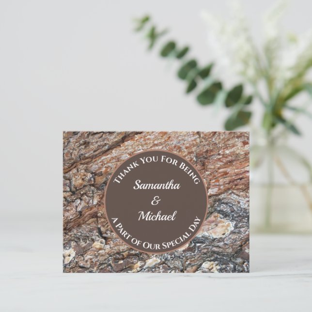 Wedding Appreciation Rustic Woodgrain Thank You  Postcard (Standing Front)