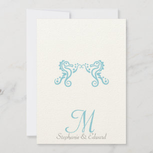 Wedding Aqua Turquoise Sea Horse Beach Invitation
