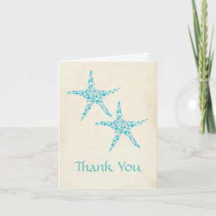 Wedding Aqua Turquoise Starfish Thank You Card