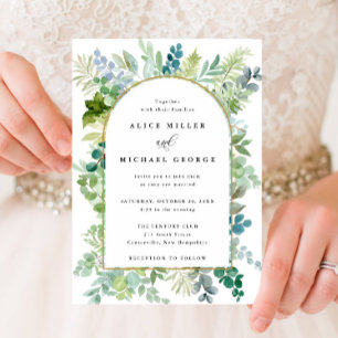 Wedding-Arch Frame Watercolor Greenery and Foliage Invitation