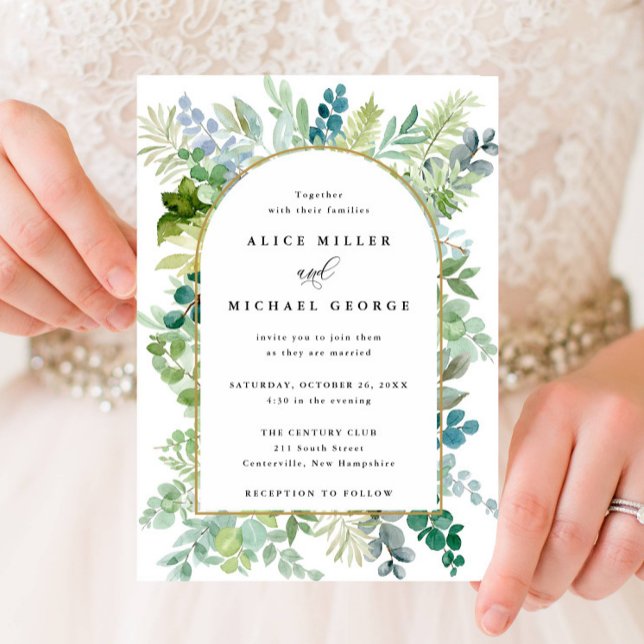 Wedding-Arch Frame Watercolor Greenery and Foliage Invitation (Creator Uploaded)