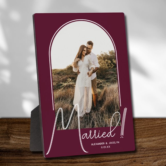 Wedding Arch Photo Burgundy Plaque (Creator Uploaded)