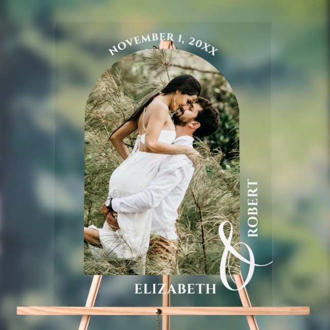 Wedding Arched Photo Welcome Sign (Neutral)