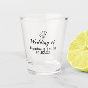 Wedding Asian Fan Logo Couples Name Shot Glass