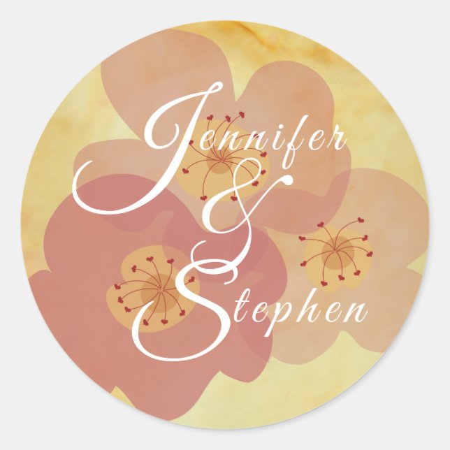 Wedding Asian Influenced Classic Round Sticker (Front)