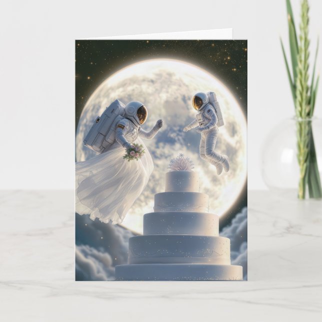 Wedding Astronaut for  Newlyweds In Moonlight Card (Front)
