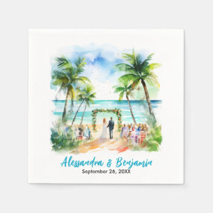 Wedding at the Beach Watercolor Weddding Napkin