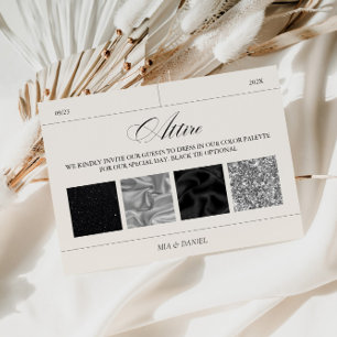 Wedding Attire Black & Silver Colour Palette Card