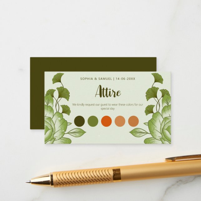 Wedding Attire Colour Code Enclosure Card (Front/Back In Situ)