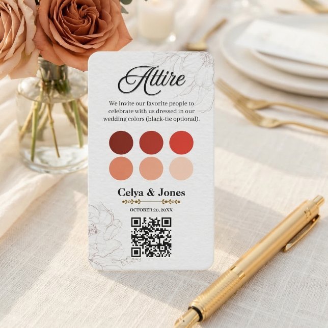 Wedding Attire Dress Code Colour Palette Enclosure Card (Wedding Attire Dress Code Color Palette Enclosure Card with QR Code!)