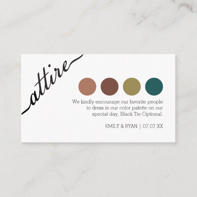 Wedding Attire Dress Code Personalise Enclosure Card (Front)