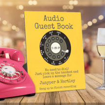 Wedding Audio Guest Book Black Rotary Dial Mustard