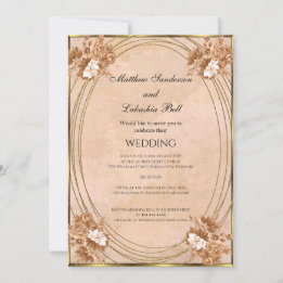 Wedding Autumn Colours Flowers Gold invitations