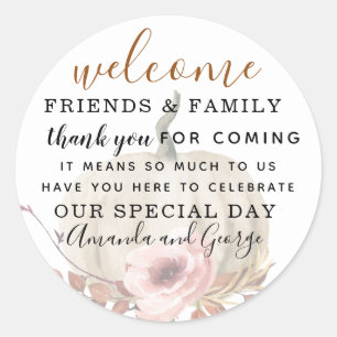 Wedding autumn pumpkin thank you classic round sticker