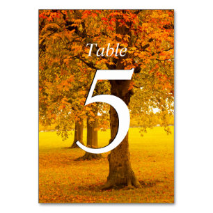 Wedding, Autumn Trees, Numbered Table Number