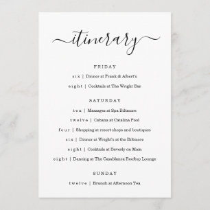 Wedding / Bachelorette Party / Birthday Itinerary Program