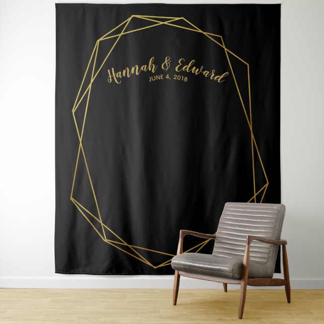 Wedding backdrop, photo prop, custom geometric tapestry (In Situ)