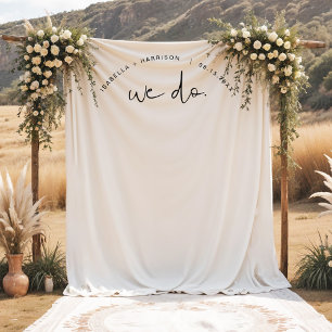 Wedding Backdrop Tapestry, Minimalist We Do Banner Tapestry