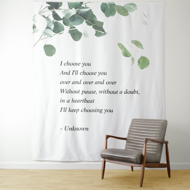 Wedding backdrop tapestry watercolor eucalyptus (In Situ)