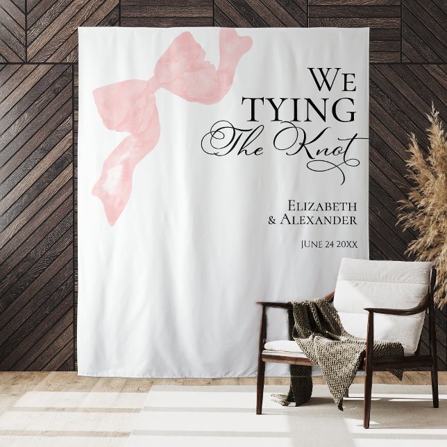 Wedding Backdrops | We Are Tying The Knot Bow Tapestry (Creator Uploaded)