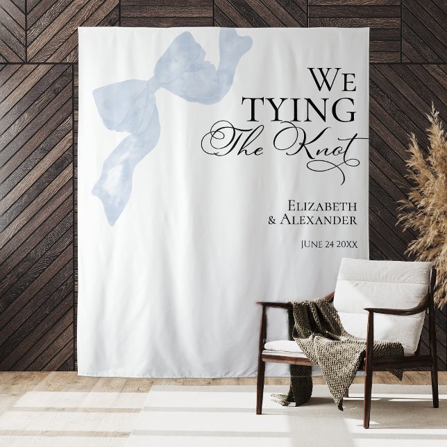 Wedding Backdrops | We Are Tying The Knot Bow Tapestry (Creator Uploaded)