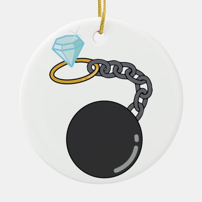 Wedding Ball And Chain Ceramic Ornament (Front)