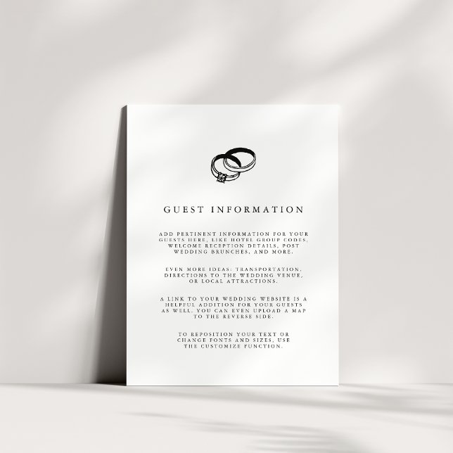 Wedding Bands | Black and White Guest Details Enclosure Card (Creator Uploaded)