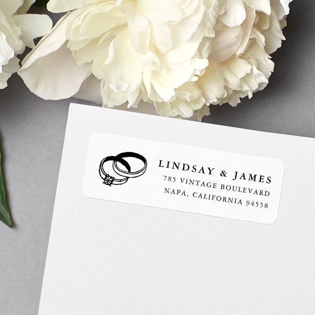Wedding Bands | Black and White Return Address Label (Creator Uploaded)