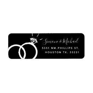 Wedding Bands   Custom Black Address Return Address Label