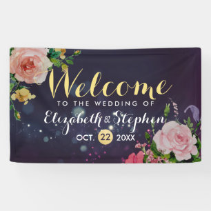 Wedding Banner Floral Purple Sparkle String Light