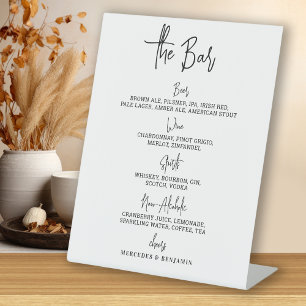 Wedding Bar Drink Menu Personalised Calligraphy  Pedestal Sign