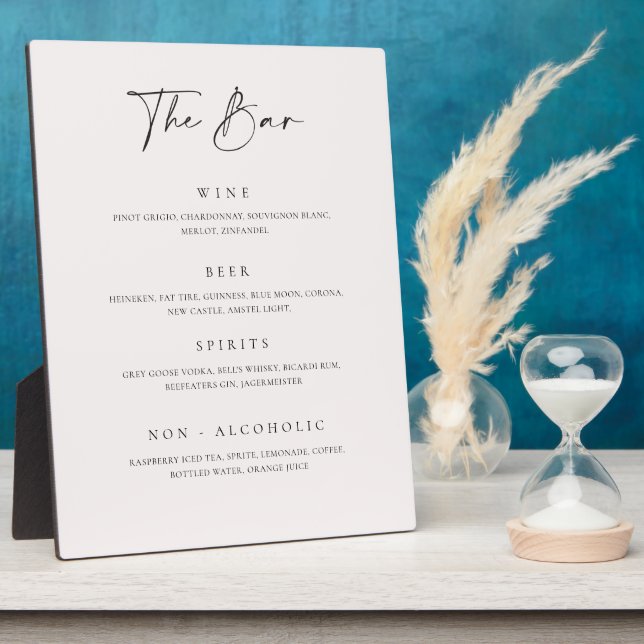 Wedding Bar Drink Menu Reception Sign Plaque C100 (Side)