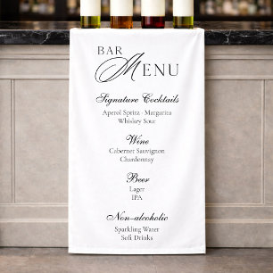 Wedding Bar Menu   Modern Black & White Sign