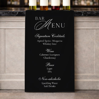 Wedding Bar Menu | Modern Black & White Sign