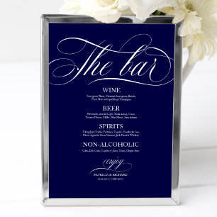 Wedding Bar Menu Sign Chic Black And White