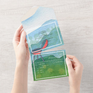 Wedding Barbecue Watercolor Scenery All In One Invitation