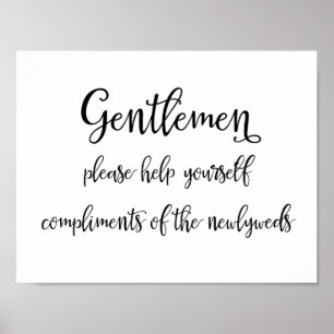 Wedding bathroom basket sign   Gentlemen