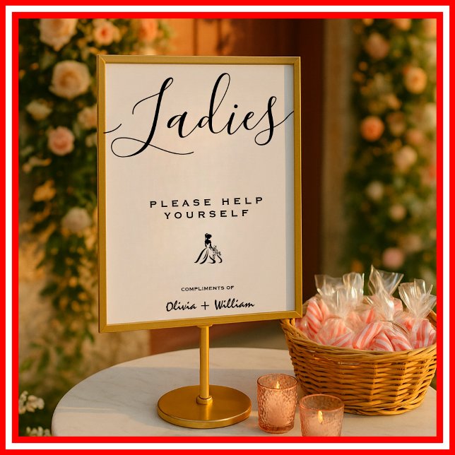 Wedding Bathroom Sign Modern Elegant Minimalist (Creator Uploaded)