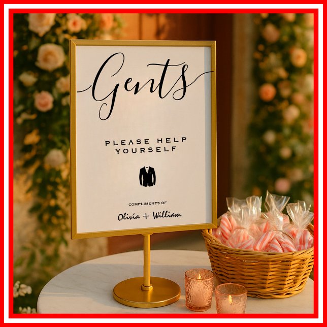 Wedding Bathroom Sign Modern Elegant Minimalist (Creator Uploaded)