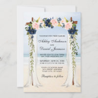Wedding Beach Canopy Watercolor Pink Blue Floral