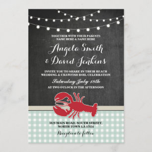 Wedding Beach Chalk Crawfish Boil Lobster Invite
