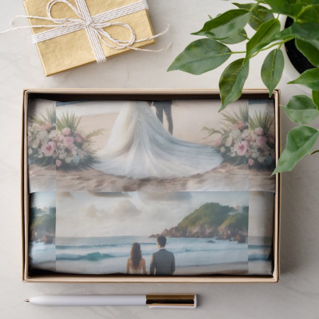 Wedding Beach Couple Tissue Paper (Gift)