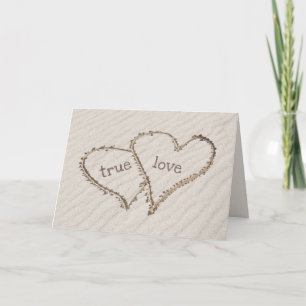 Wedding Beach Hearts in Sand Card