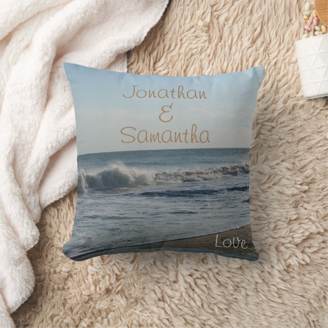 Wedding Beach Sand Ocean Love Throw Cushion (Blanket)