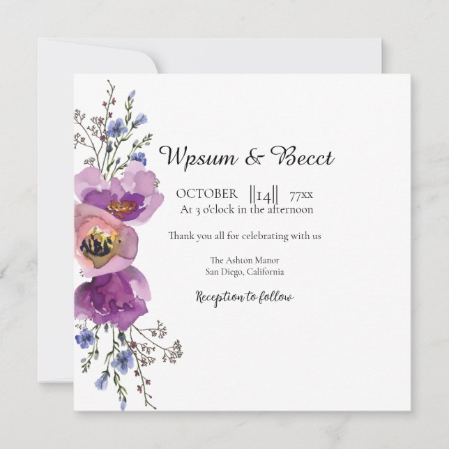 Wedding Beautiful Floral Squa Card Template Vector (Front)