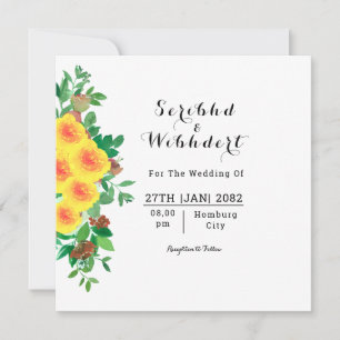 Wedding Beautiful Floral Square Invitation Card
