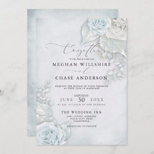 Wedding Beautiful Pale Blue Roses Invitation
