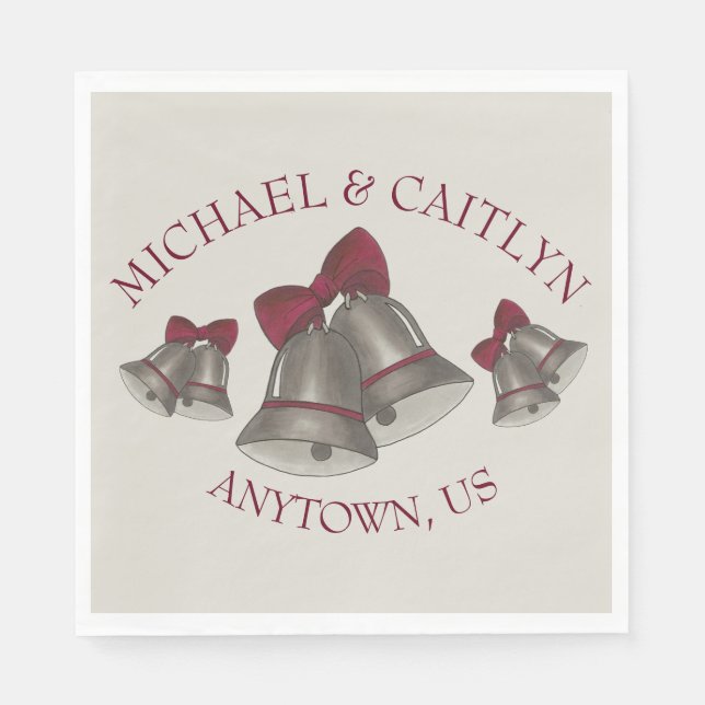 Wedding Bells Anniversary Engagement Party Chimes Napkin (Front)