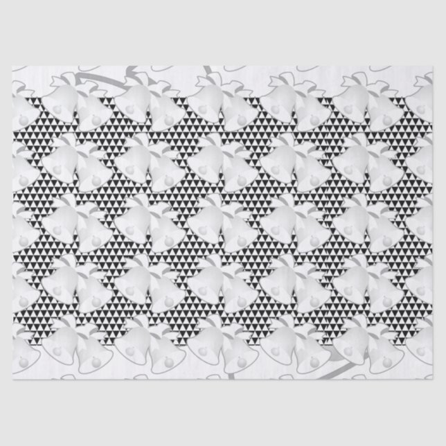 Wedding Bells Blk White Geo  Tissue Paper (Front)
