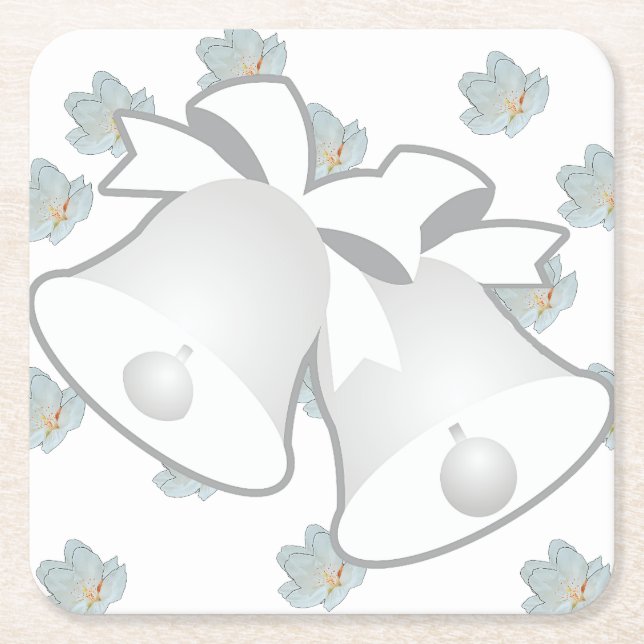 Wedding Bells Blossom   Square Paper Coaster (Front)